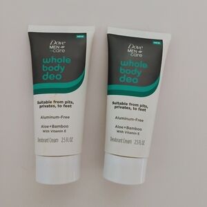 Dove Men+Care Whole Body Deodorant Aluminum Free Invisible Cream 2.50 OZ 2 PACK